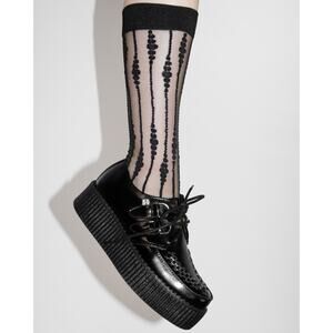 T.U.K. Black Faux Leather Viva Mondo Creeper Platform Loafers Womens 9 Mens 7